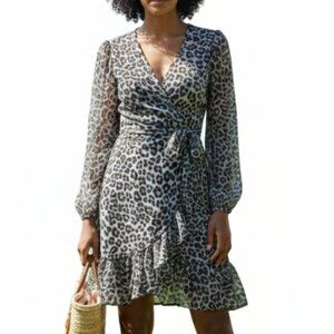 Calypso St. Barth Leopard Print Wrap Midi Dress XS